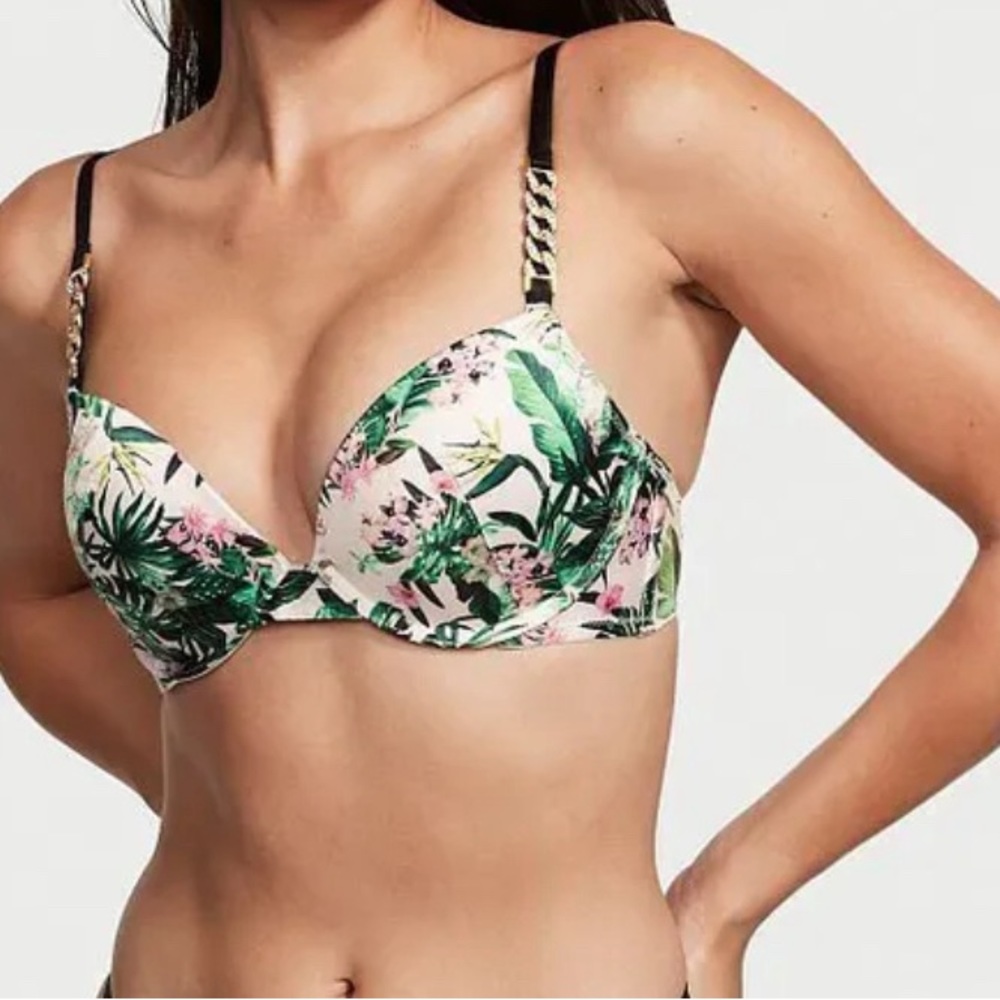 COPY - NWT VICTORIAS SECRET VERY SEXY PUSHUP BRA 38DD FLORAL, CHAIN STRAP *BRA …